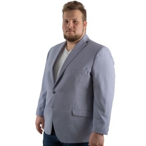Duża męska marynarka z mikrowzorem plus size Konik Edmund 954 błękitna