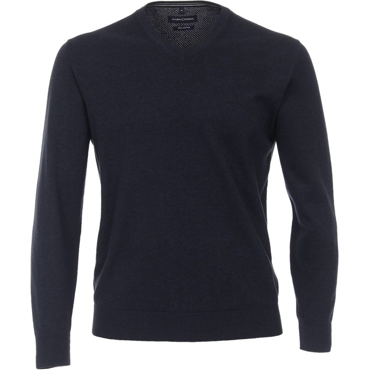 granatowy duzy meski sweter gladki w serek