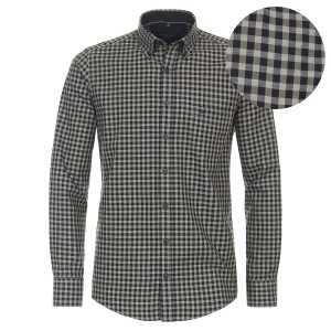 Duża męska koszula w kratę długi rękaw Casa Moda 434110700-300 khaki