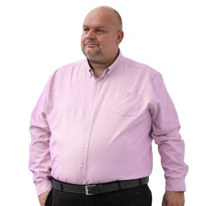 Duża koszula męska z długim rękawem gładka Duke D555 Richard jasnoróżowa