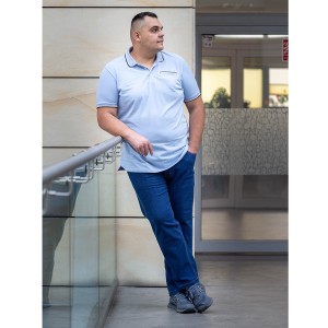 Duża męska koszulka polo gładka Duke D555 Talbot błękitna