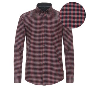 Duża męska koszula w kratę długi rękaw Casa Moda 434110700-400 bordowa