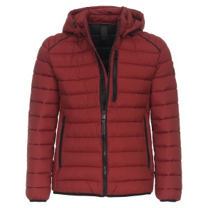 Duża męska kurtka jesienno-zimowa pikowana z kapturem Casa Moda 534110500-446 bordowa