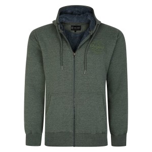 Duża bluza ocieplana męska rozpinana z kapturem Kam 7061 khaki