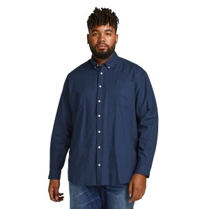 Duża koszula męska z długim rękawem gładka Jack & Jones 12190444 granatowa