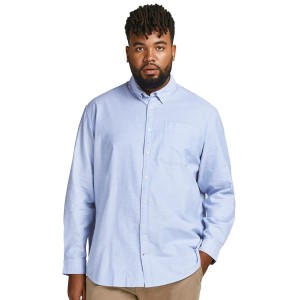Duża koszula męska z długim rękawem gładka Jack & Jones 12190444 błękitna
