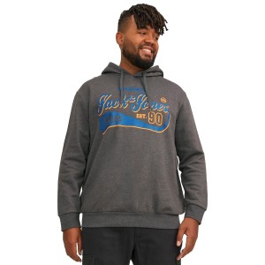 Duża męska bluza wkładana przez głowę z kapturem napisy Jack & Jones 12236803 ciemnoszara