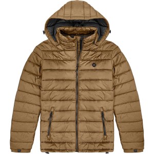Duża męska kurtka pikowana z kapturem Double Urban Outfitters MJK-185 beżowa