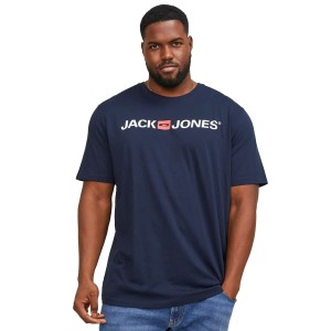 Duża męska koszulka z napisami t-shirt Jack & Jones 12184987 granatowy