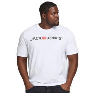 Duża męska koszulka z napisami t-shirt Jack & Jones 12184987 biały