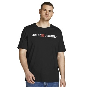 Duża męska koszulka z napisami t-shirt Jack & Jones 12184987 czarny