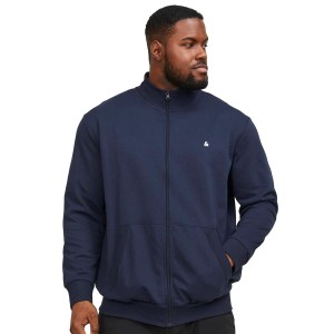 Duża męska bluza rozpinana ze stójką gładka Jack & Jones 12253745 granatowa