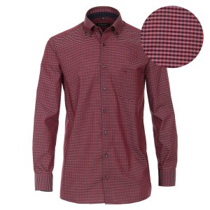 Duża męska koszula w kratę długi rękaw Casa Moda 313650300-400 bordowa