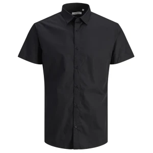 Duża koszula męska z krótkim rękawem gładka Jack & Jones 12200624 czarna