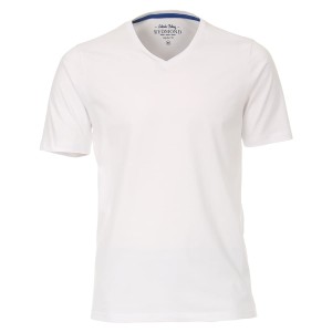 Duża męska gładka koszulka z dekoltem w serek t-shirt Redmond 660-0 biały