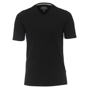 Duża męska gładka koszulka z dekoltem w serek t-shirt Redmond 660-90 czarny