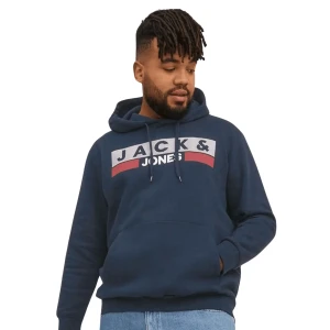 Duża męska bluza kangurka wkładana przez głowę z kapturem Jack & Jones 12163777 granatowa