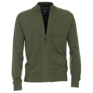 Duży rozpinany męski sweter ze stójką Redmond 681-622 khaki