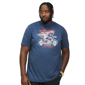 Koszulka dla wysokiego mężczyzny (TALL) z krótkim rękawem t-shirt z nadrukiem motoru Duke D555 Bradford granatowy