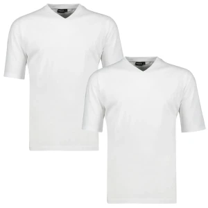 Duża męska koszulka gładki t-shirt w 2 paku Adamo 129421-100 biały