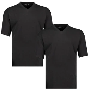 Duża męska koszulka gładki t-shirt w 2 paku Adamo 129421-700 czarny