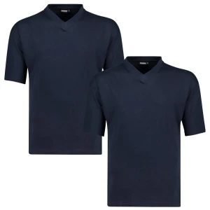Duża męska koszulka gładki t-shirt w 2 paku Adamo 129421-360 granatowy
