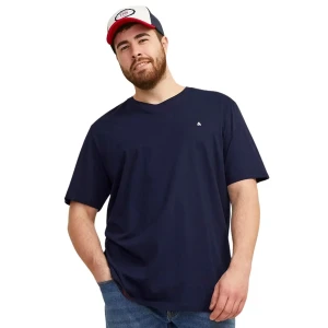 Duża męska koszulka z krótkim rękawem t-shirt gładki Jack & Jones 12253778 granatowy