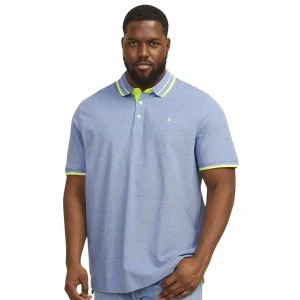 Duża męska polówka koszulka z kołnierzykiem Jack & Jones 12143859 błękitna neon