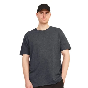 Duża męska koszulka z krótkim rękawem t-shirt gładki Jack & Jones 12253778 ciemnoszary