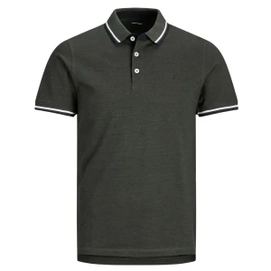 Duża męska polówka koszulka z kołnierzykiem Jack & Jones 12143859 ciemnozielona