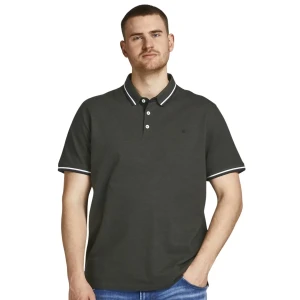 Duża męska polówka koszulka z kołnierzykiem Jack & Jones 12143859 ciemnozielona