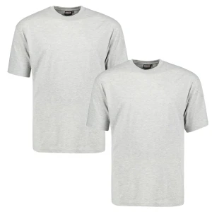Duża gładka koszulka męska t-shirt Adamo 129420-745 2 pak jasnoszary
