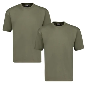 Duża gładka koszulka męska t-shirt Adamo 129420-430 2 pak oliwkowy