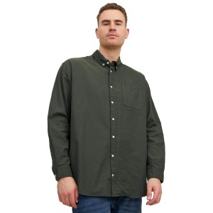 Duża koszula męska z długim rękawem gładka Jack & Jones 12190444 khaki