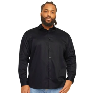 Duża koszula męska gładka z długim rękawem Jack & Jones 12264030 czarna