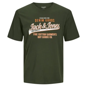 Duża męska koszulka z nadrukiem t-shirt Jack & Jones 12258870 ciemnozielony