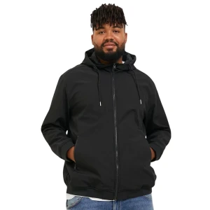 Duża męska kurtka z kapturem softshell Jack & Jones 12236331 czarna