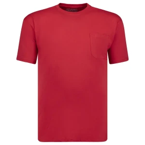 Duża koszulka t-shirt Adamo 139055-520 gładki z kieszonką czerwony
