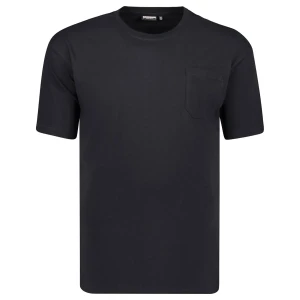 Duża koszulka t-shirt Adamo 139055-700 gładki z kieszonką czarny