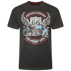 Duża męska koszulka t-shirt z nadrukiem motocyklu Kam 5755 ciemnoszary