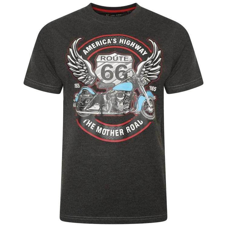 ciemnoszary t-shirt z motycklem Kam 5755