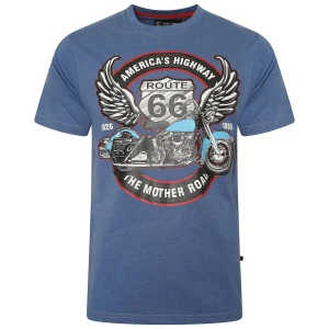 Duża męska koszulka t-shirt z nadrukiem motocyklu Kam 5755 niebieski