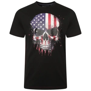 Duża męska koszulka t-shirt z nadrukiem czaszki Kam 5756 czarny