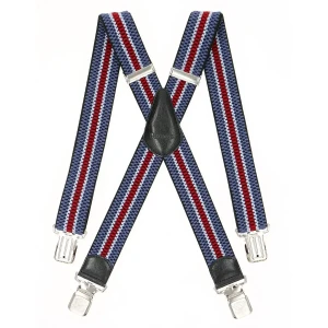 Duże męskie szelki X Ranger 4cm DJ40-043 niebiesko-szaro-bordowe