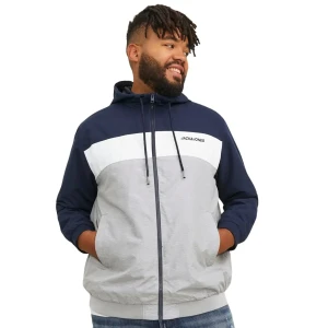 Duża męska kurtka przejściowa z kapturem Jack & Jones 12243517 grantowo-szara