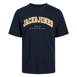 Duża męska koszulka bawełniana t-shirt z napisami Jack & Jones 12258871 granatowy