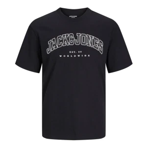 Duża męska koszulka bawełniana t-shirt z napisami Jack & Jones 12258871 czarny