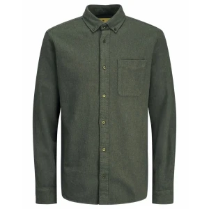 Duża koszula męska z długim rękawem gładka Jack & Jones 12267978 khaki