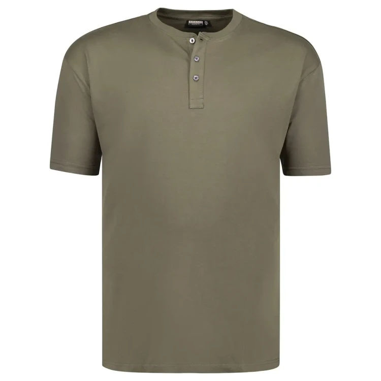 duza meska koszulka t-shirt bez nadruku z guzikami adamo silas 3xl 4xl 5xl 6xl 7xl 8xl 10xl khaki