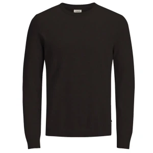 Duży męski sweter gładki wkładany przez głowę Jack & Jones 12250588 ciemnobrązowy
